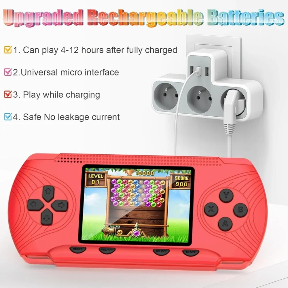 Gamplae Red Handheld Gaming Console with Accessories
